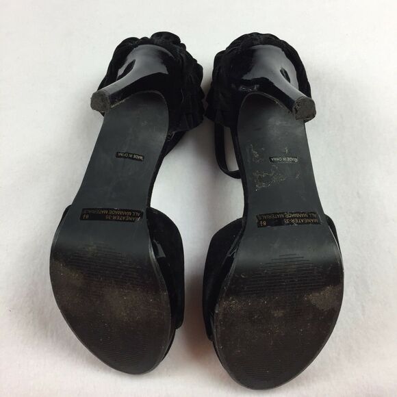 Dollhouse Maneater Heels Size 8.5 Sexy Black Ruffle Open Toe Pumps Womens 8 1/2 - Picture 6 of 8